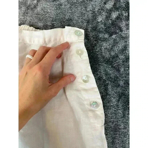 Bryn Walker Linen Pants Wide Leg Pull On Buttons Light Pink Size M Made In USA - Picture 3 of 14